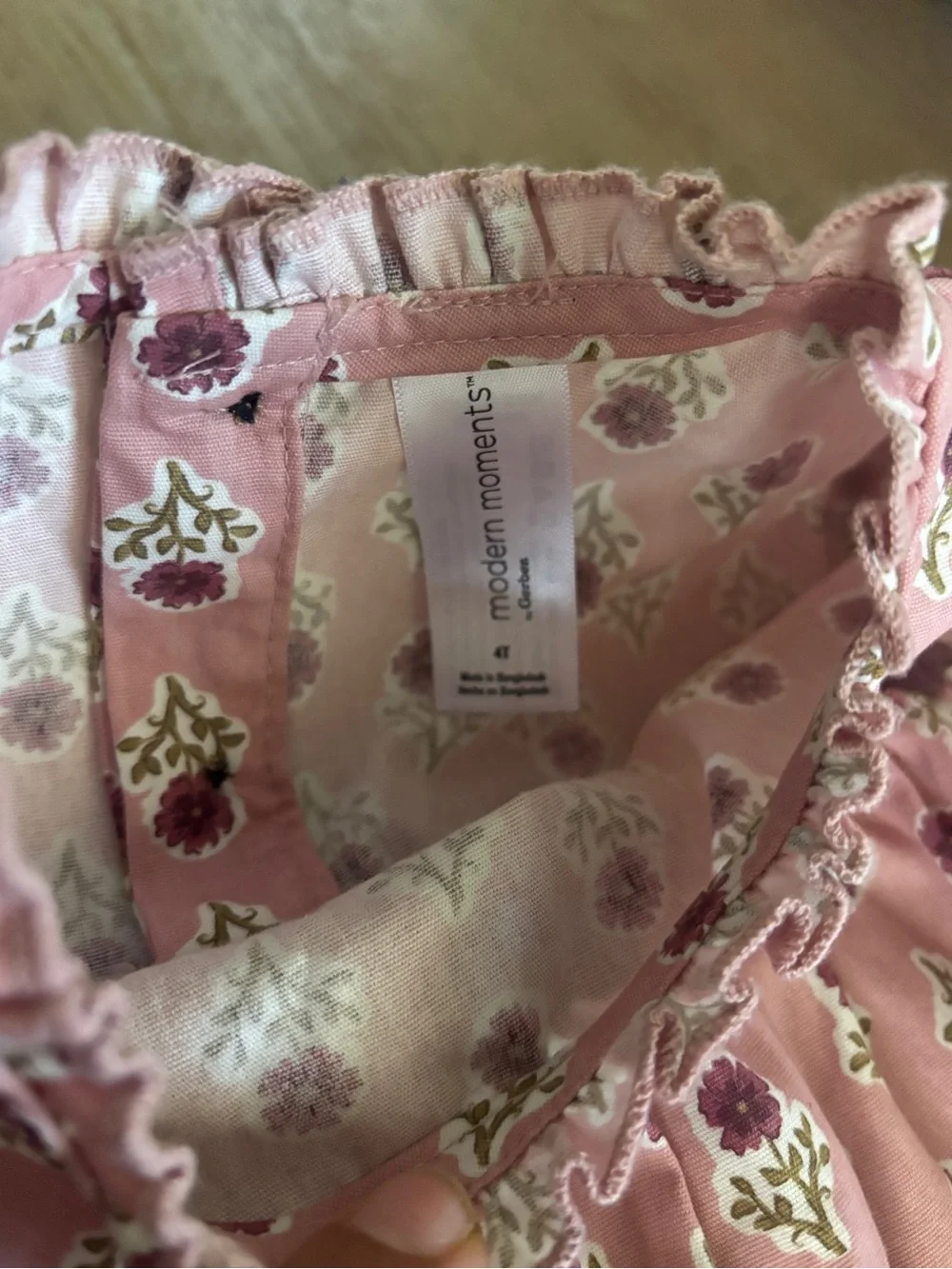 Gerber Boho Cottage Girls' Pink Floral Long-Sleeve Tiered Dress 4T
